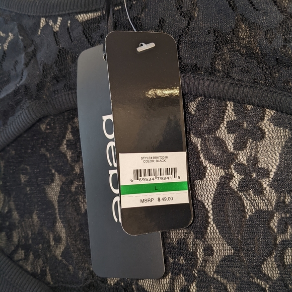 BEBE Rhinestone Lace Keyhole Top - Picture 3 of 5